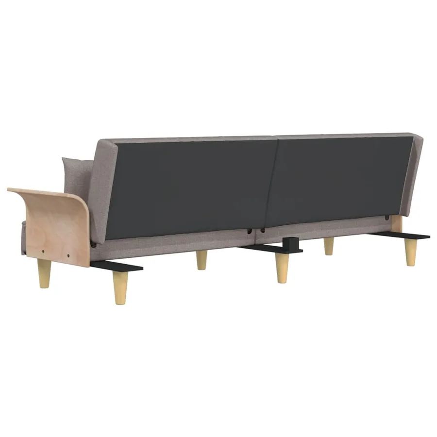 Canapé-lit avec accoudoirs taupe tissu - 6