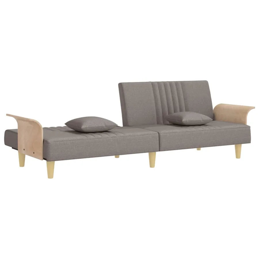 Canapé-lit avec accoudoirs taupe tissu - 7
