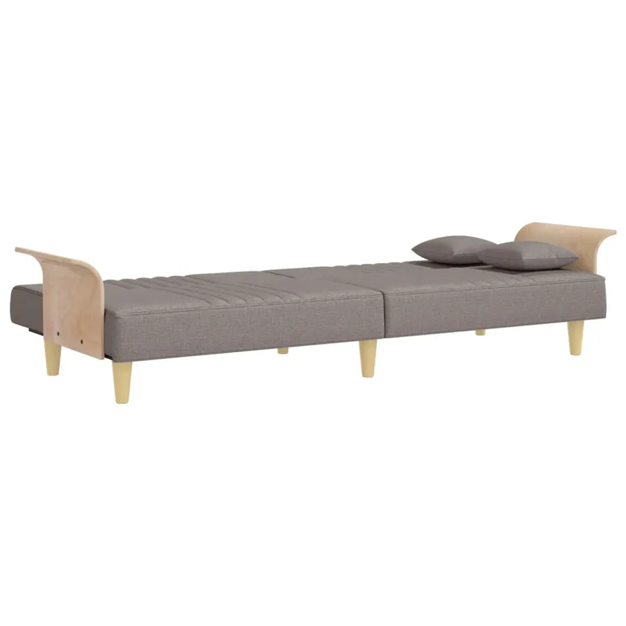 Canapé-lit avec accoudoirs taupe tissu - 8