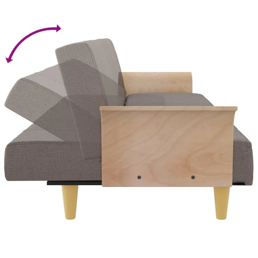 Canapé-lit avec accoudoirs taupe tissu - 9