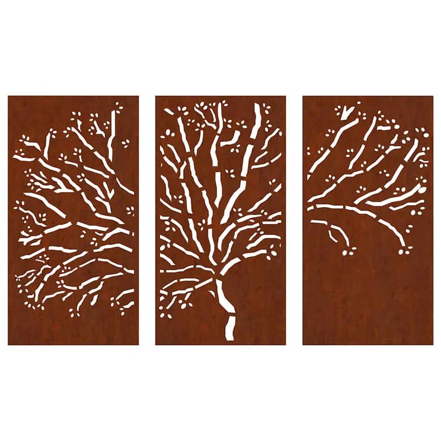 Décorations murales jardin 3 pcs 105x55 cm design d'arbre acier - 5