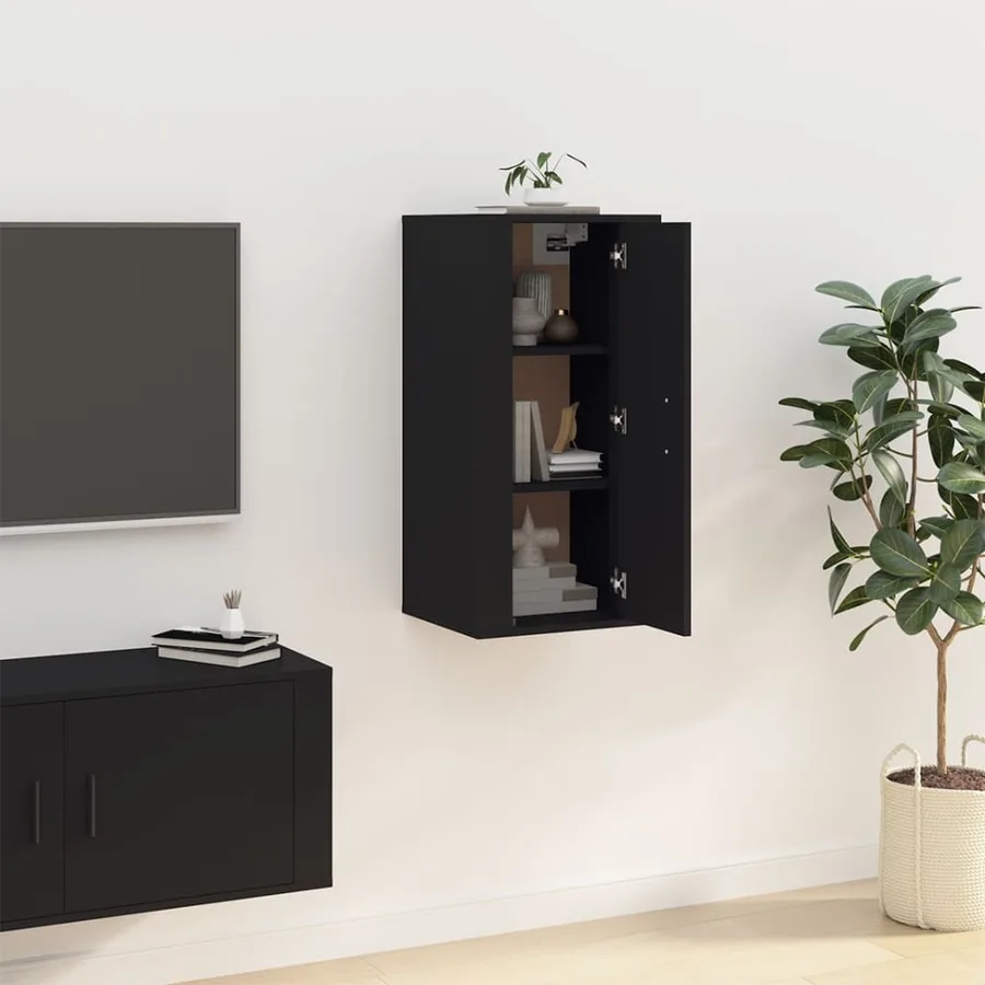 Meuble TV mural Noir 40x34,5x80 cm - 3