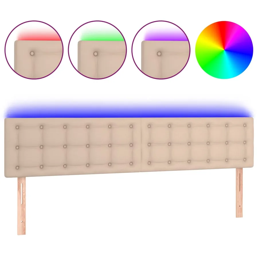 Tête de lit à LED Cappuccino 200x5x78/88 cm Similicuir - 2