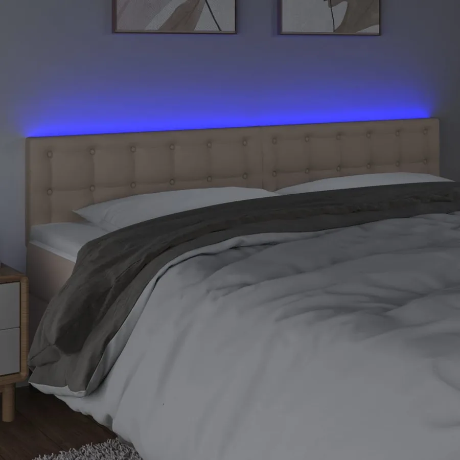Tête de lit à LED Cappuccino 200x5x78/88 cm Similicuir - 3