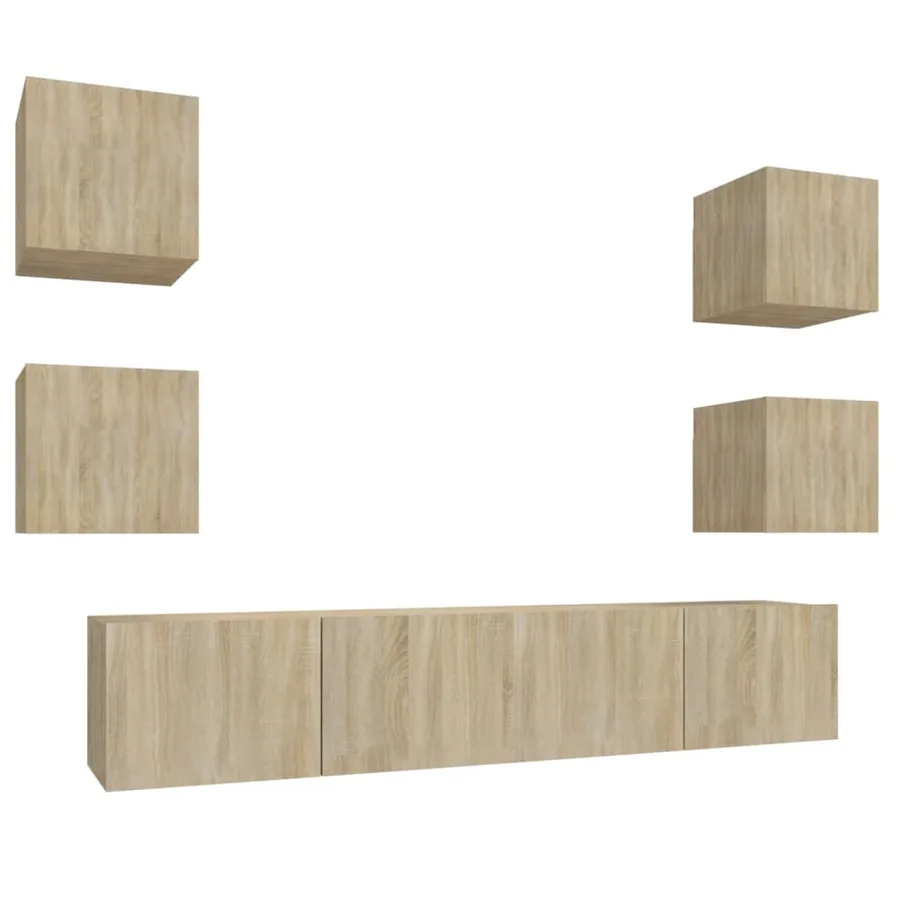 Ensemble de meubles TV 6 pcs Chêne sonoma Bois d'ingénierie - 2