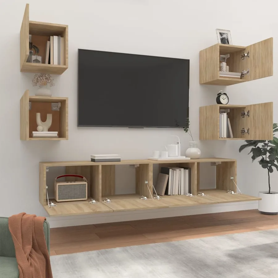 Ensemble de meubles TV 6 pcs Chêne sonoma Bois d'ingénierie - 3