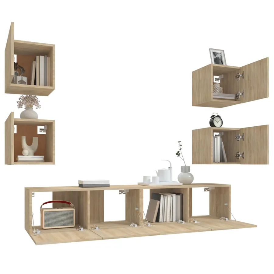 Ensemble de meubles TV 6 pcs Chêne sonoma Bois d'ingénierie - 8