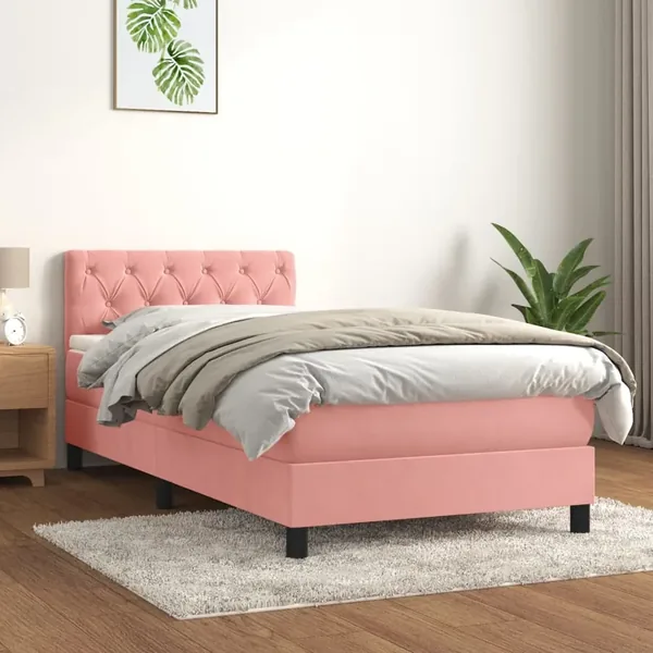 Sommier à lattes de lit et matelas Rose 80x200 cm Velours