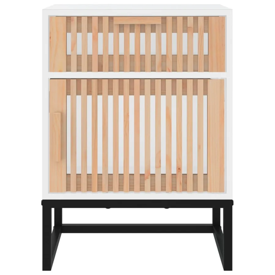 Table de chevet blanc 40x30x55,5 cm bois d’ingénierie et fer - 5