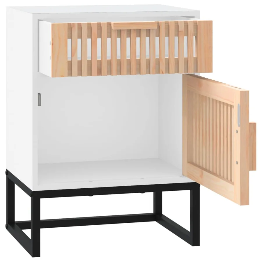 Table de chevet blanc 40x30x55,5 cm bois d’ingénierie et fer - 6