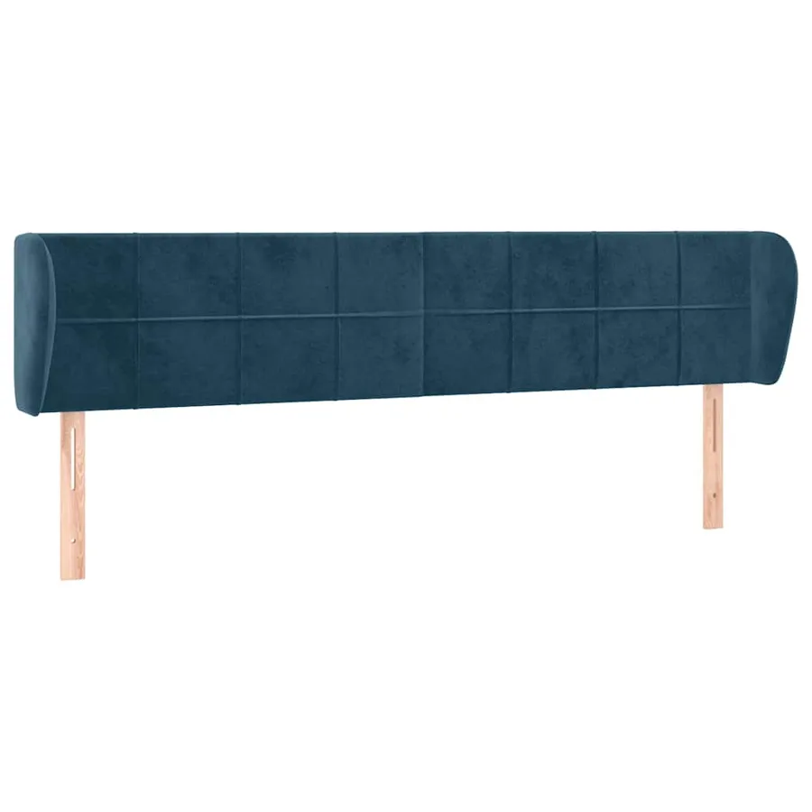 Tête de lit avec oreilles Bleu foncé 183x23x78/88 cm Velours - 2