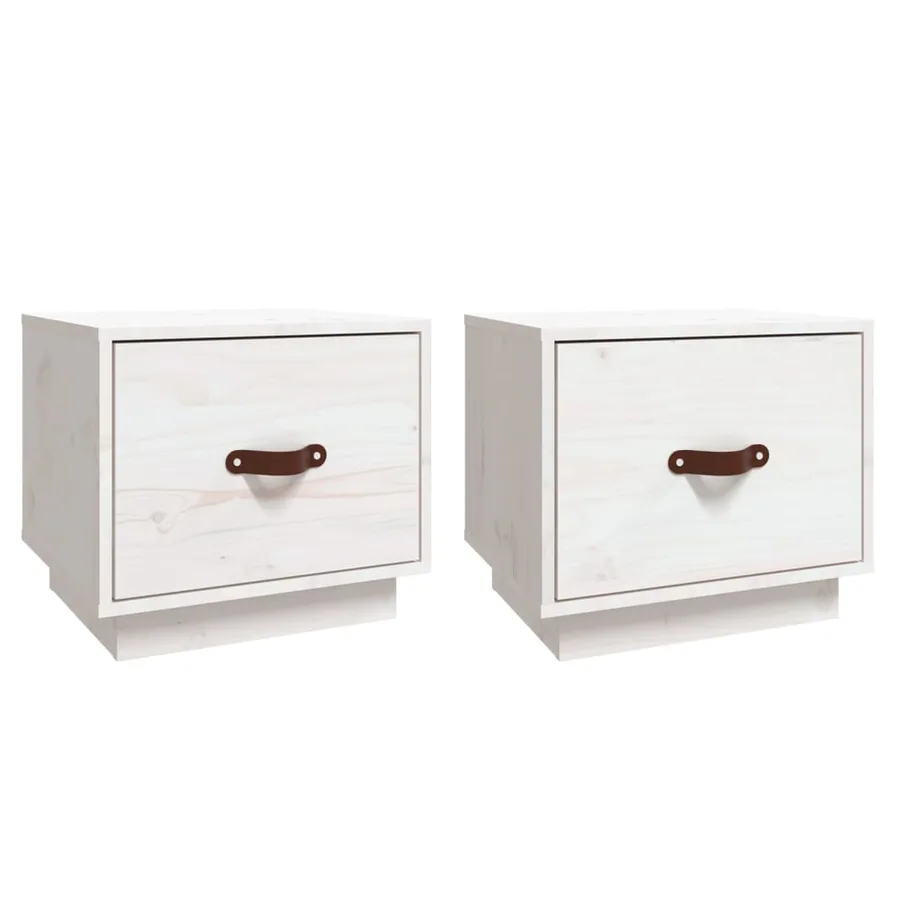 Tables de chevet 2 pcs Blanc 40x34x35 cm Bois de pin massif - 2