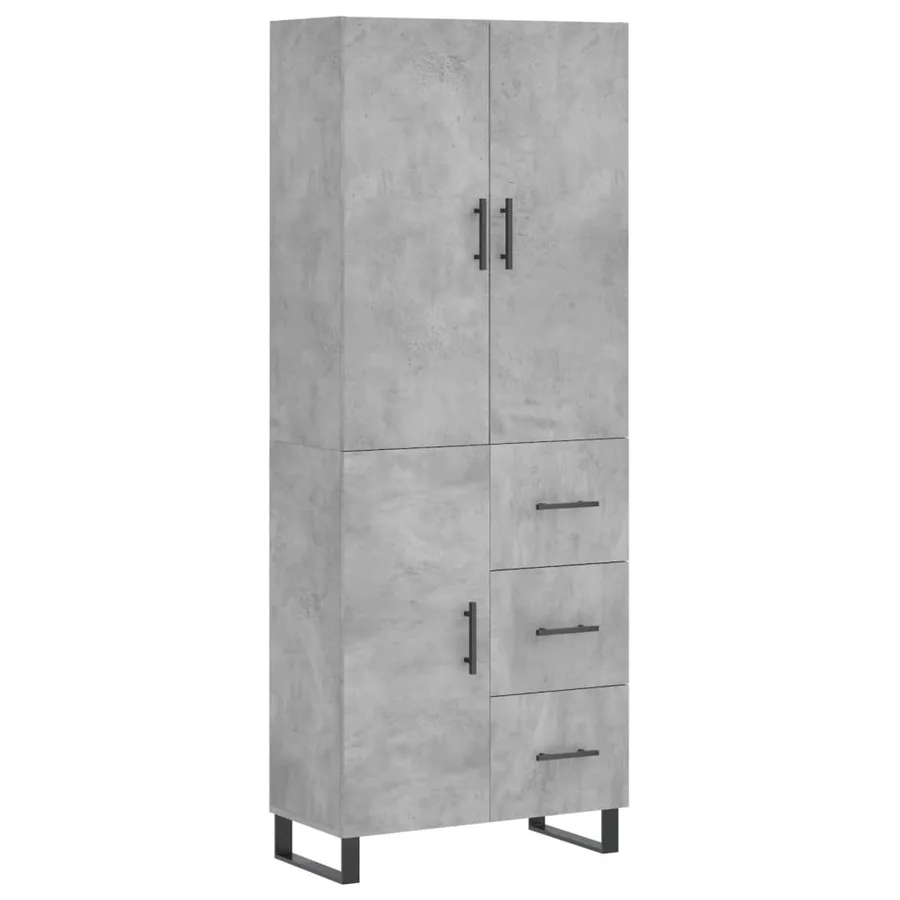 Buffet haut Gris béton 69,5x34x180 cm Bois d'ingénierie - 2