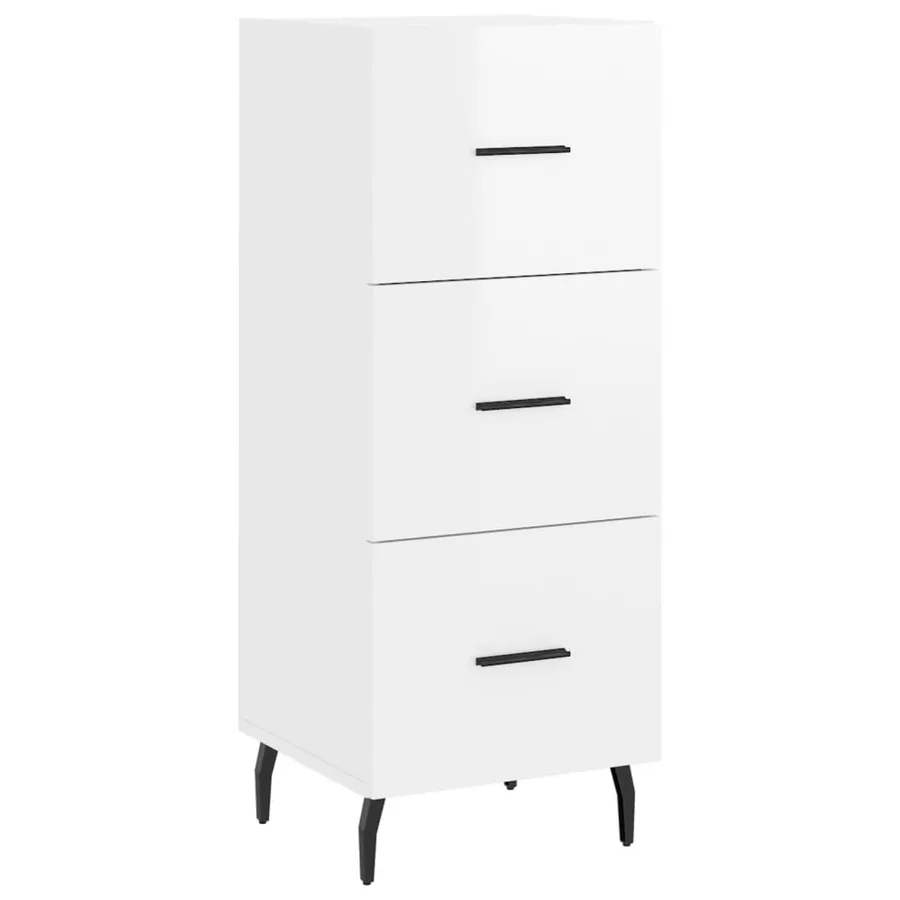 Buffet Blanc brillant 34,5x34x90 cm Bois d'ingénierie - 2