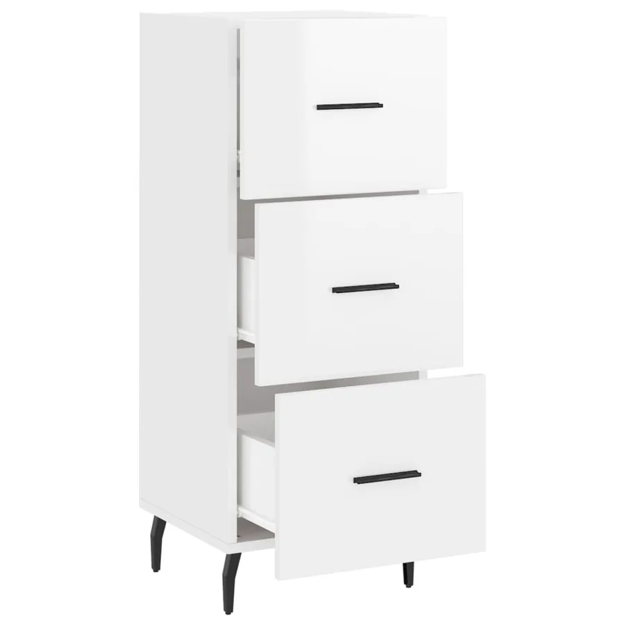 Buffet Blanc brillant 34,5x34x90 cm Bois d'ingénierie - 5