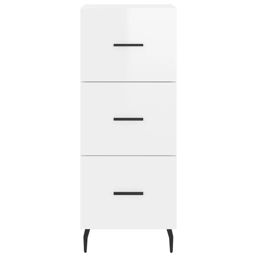 Buffet Blanc brillant 34,5x34x90 cm Bois d'ingénierie - 6