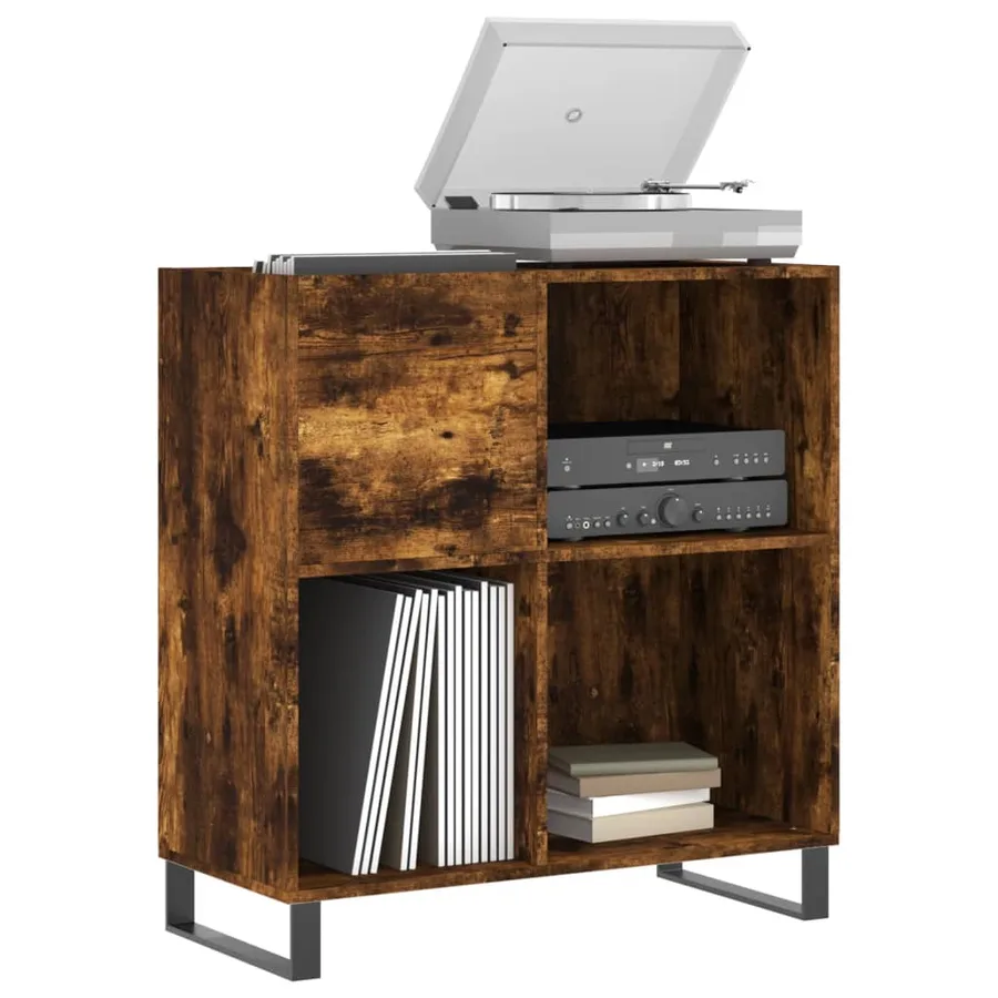 Armoire à disques chêne fumé 84,5x38x89 cm bois d'ingénierie - 3