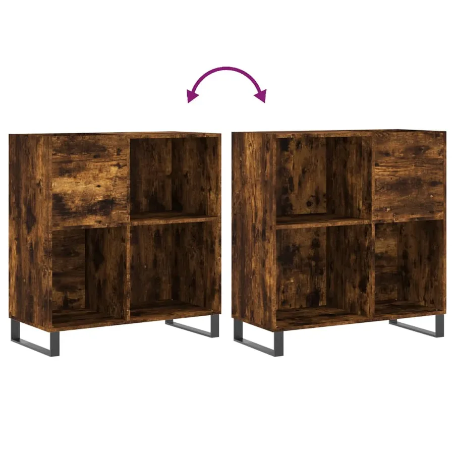 Armoire à disques chêne fumé 84,5x38x89 cm bois d'ingénierie - 7