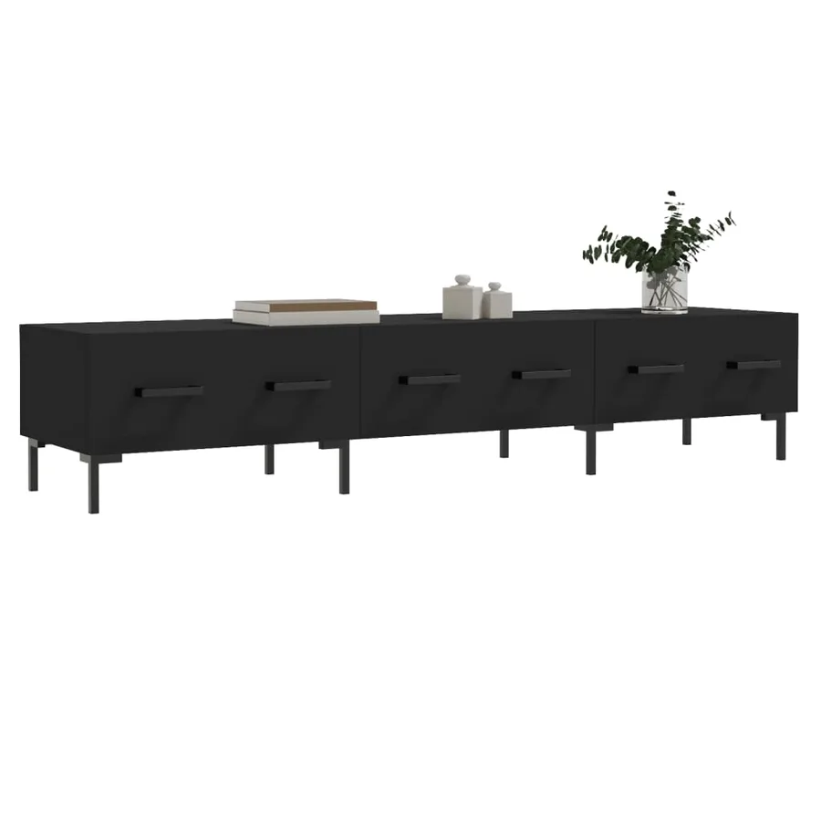 Meuble TV noir 150x36x30 cm bois d'ingénierie - 3