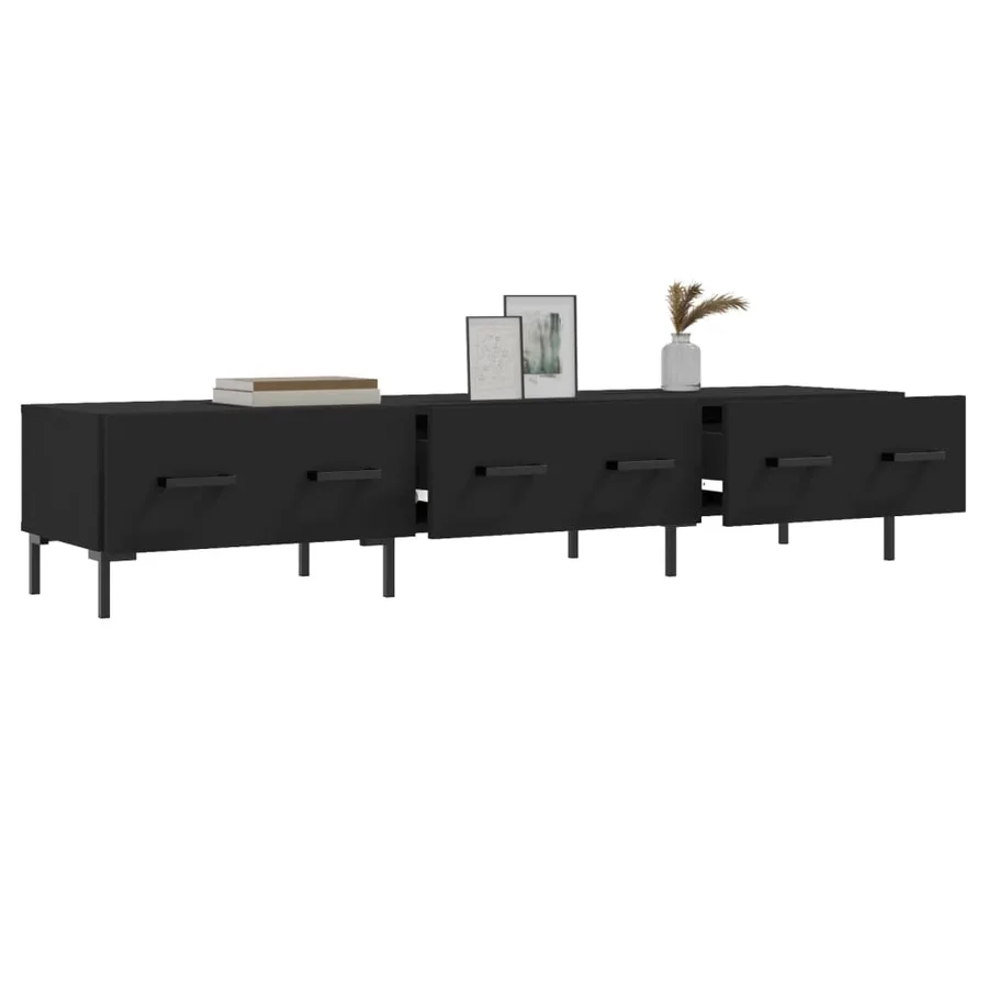 Meuble TV noir 150x36x30 cm bois d'ingénierie - 4