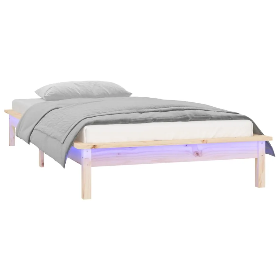 Cadre de lit à LED sans matelas 100x200 cm bois massif - 3