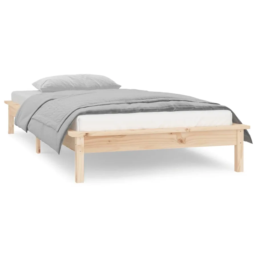 Cadre de lit à LED sans matelas 100x200 cm bois massif - 4