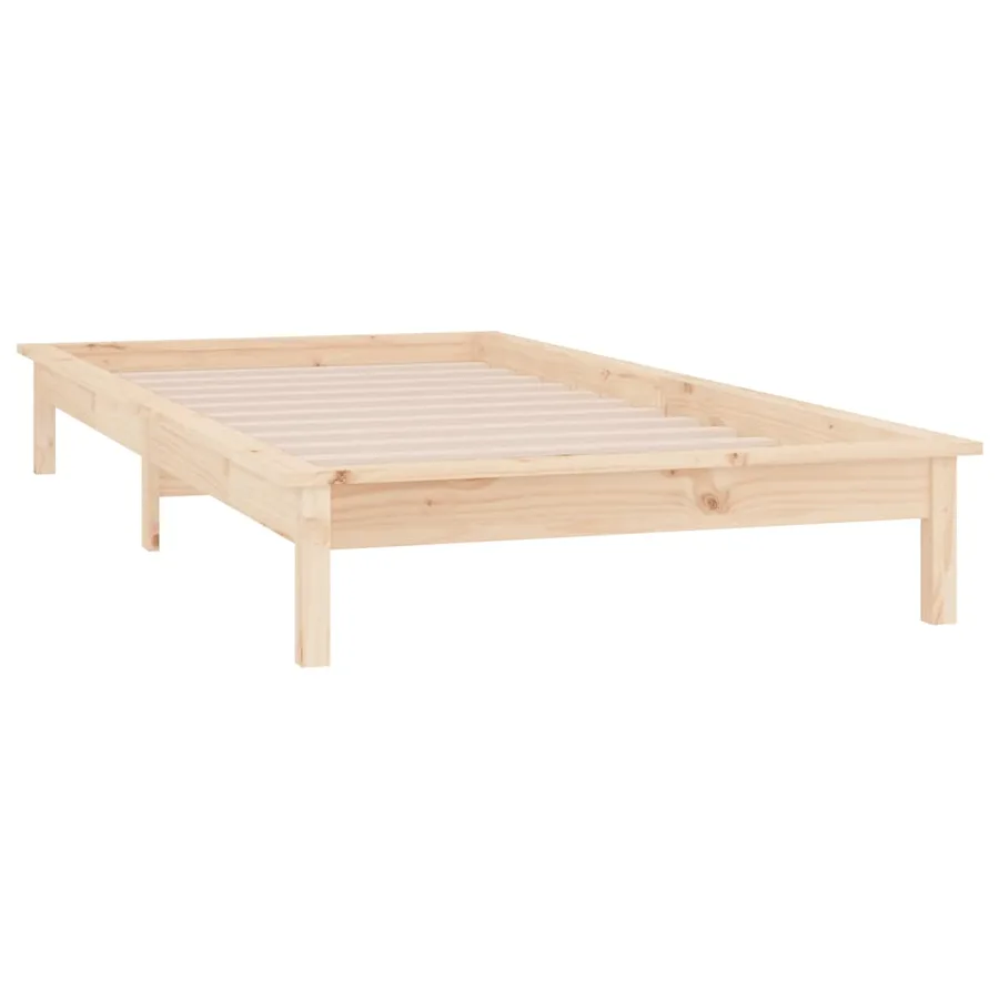 Cadre de lit à LED sans matelas 100x200 cm bois massif - 6