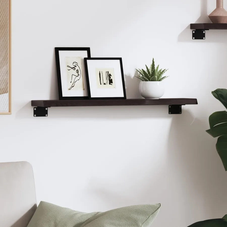 Étagère murale marron foncé 60x10x2 cm bois chêne massif traité - 3