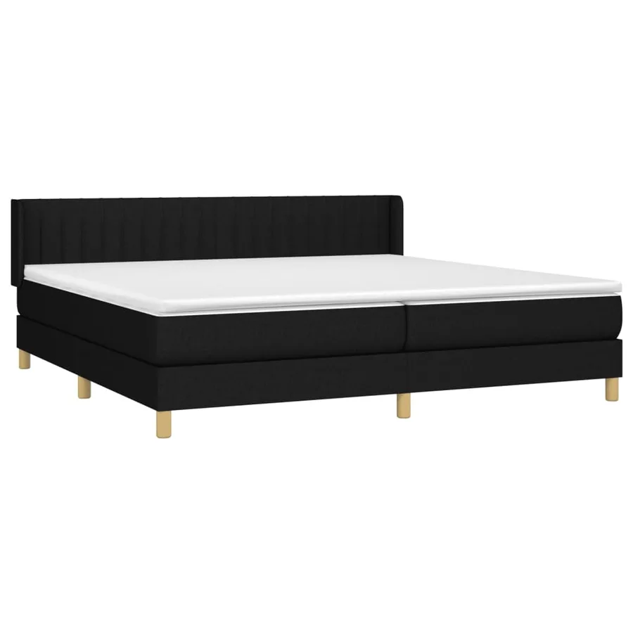 Sommier à lattes de lit avec matelas Noir 200x200 cm Tissu - 3