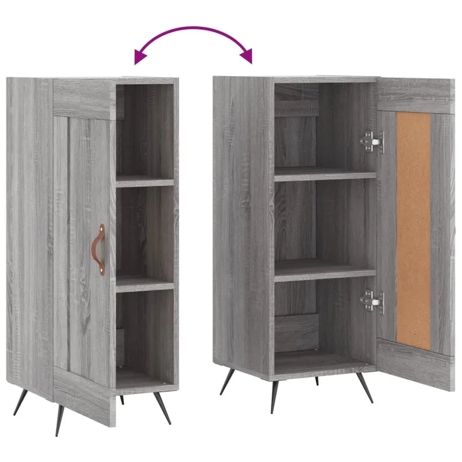 Buffet Sonoma gris 34,5x34x90 cm Bois d'ingénierie - 9