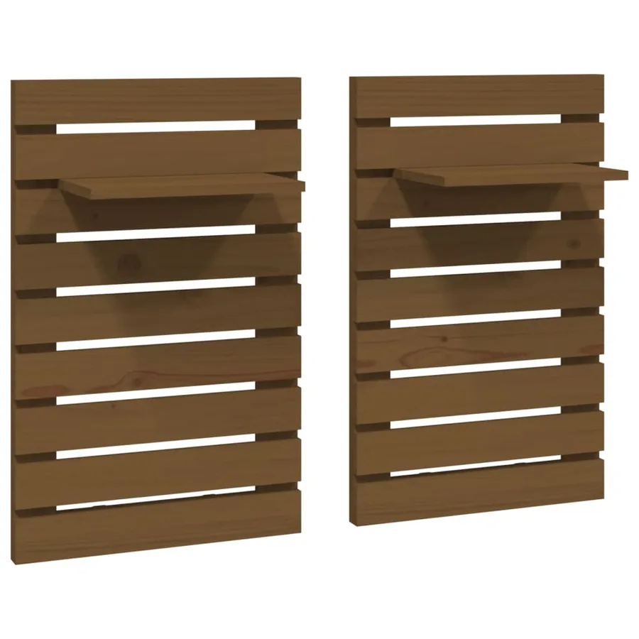 Étagères de chevet murales 2 pcs Marron miel Bois de pin massif - 2