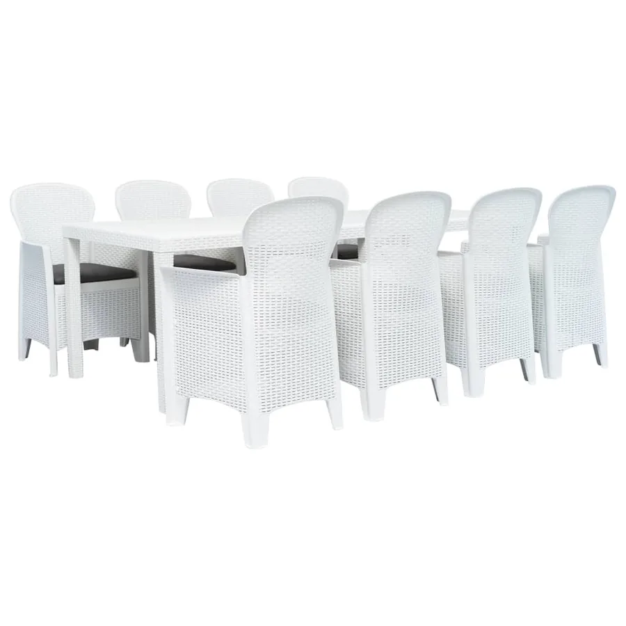 Ensemble à manger d'extérieur 9pcs Plastique Blanc Aspect rotin