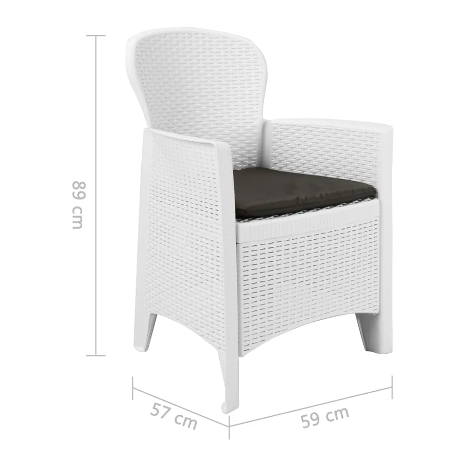 Ensemble à manger d'extérieur 9pcs Plastique Blanc Aspect rotin - 11
