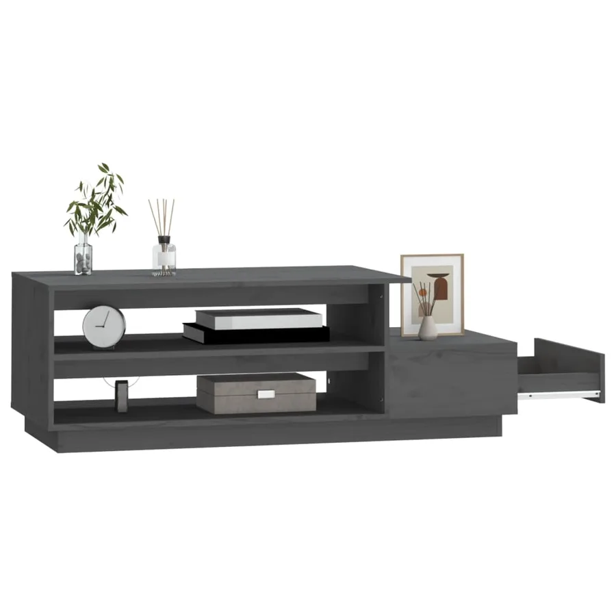 Table basse Gris 120x50x40,5 cm Bois massif de pin - 4