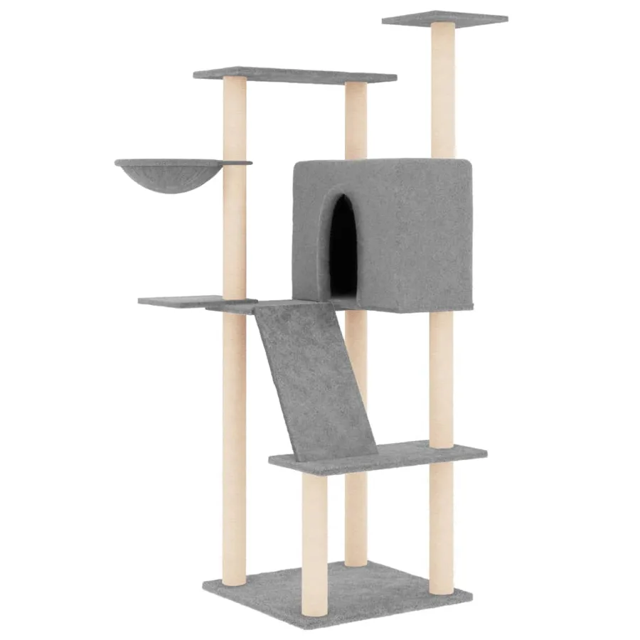 Arbre à chat avec griffoirs en sisal gris clair 143 cm - 2