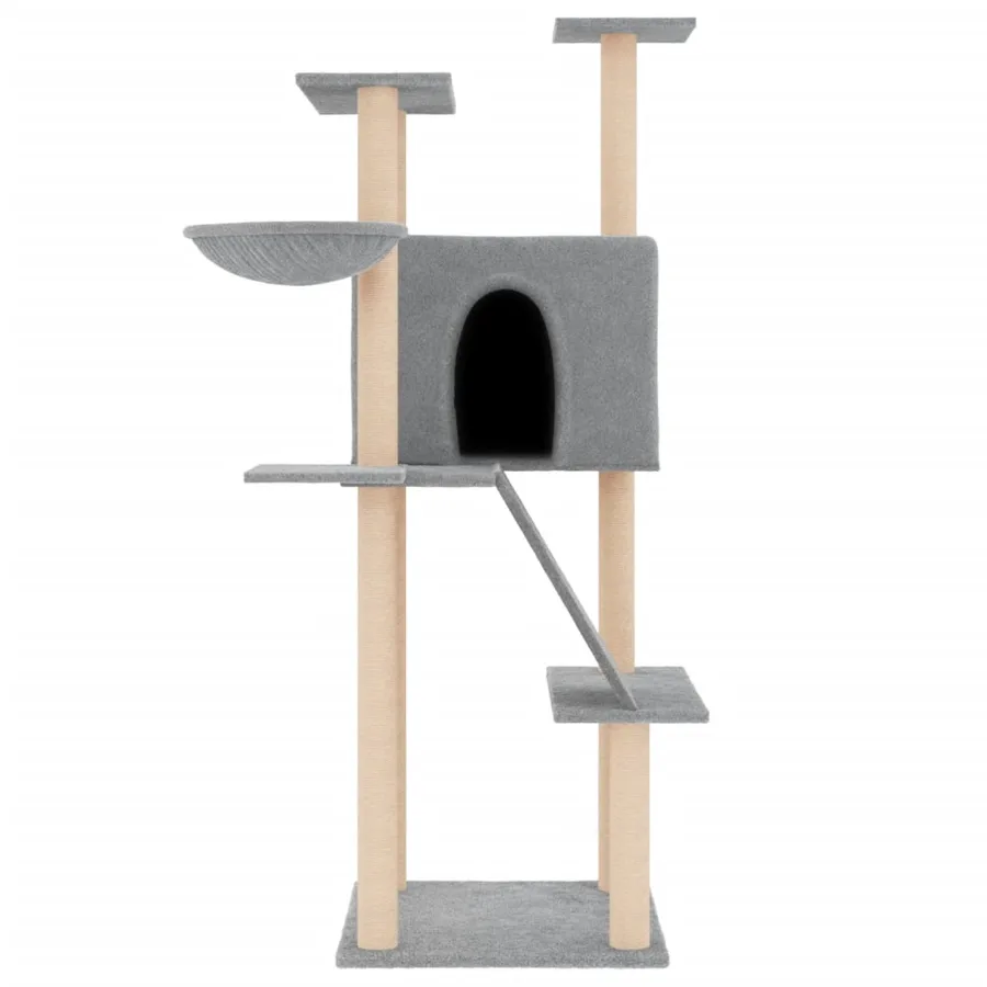 Arbre à chat avec griffoirs en sisal gris clair 143 cm - 3