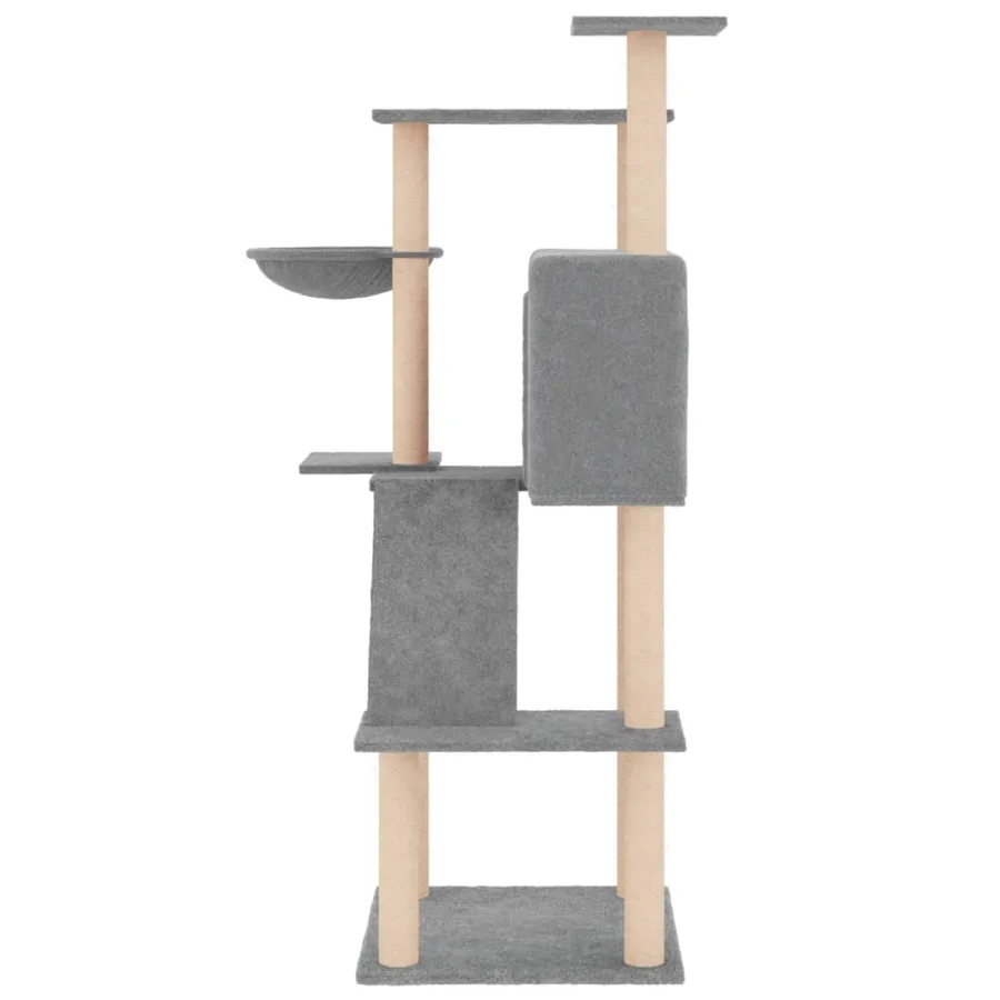 Arbre à chat avec griffoirs en sisal gris clair 143 cm - 4