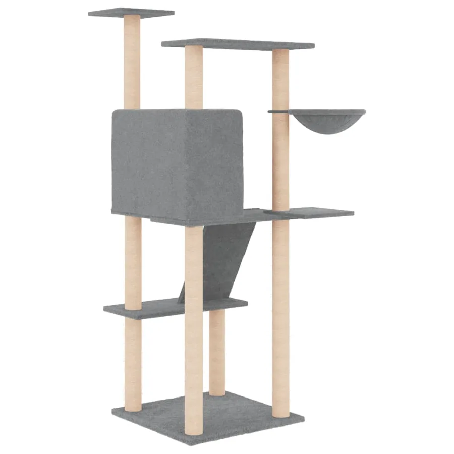 Arbre à chat avec griffoirs en sisal gris clair 143 cm - 5