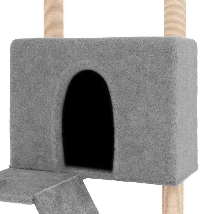 Arbre à chat avec griffoirs en sisal gris clair 143 cm - 6