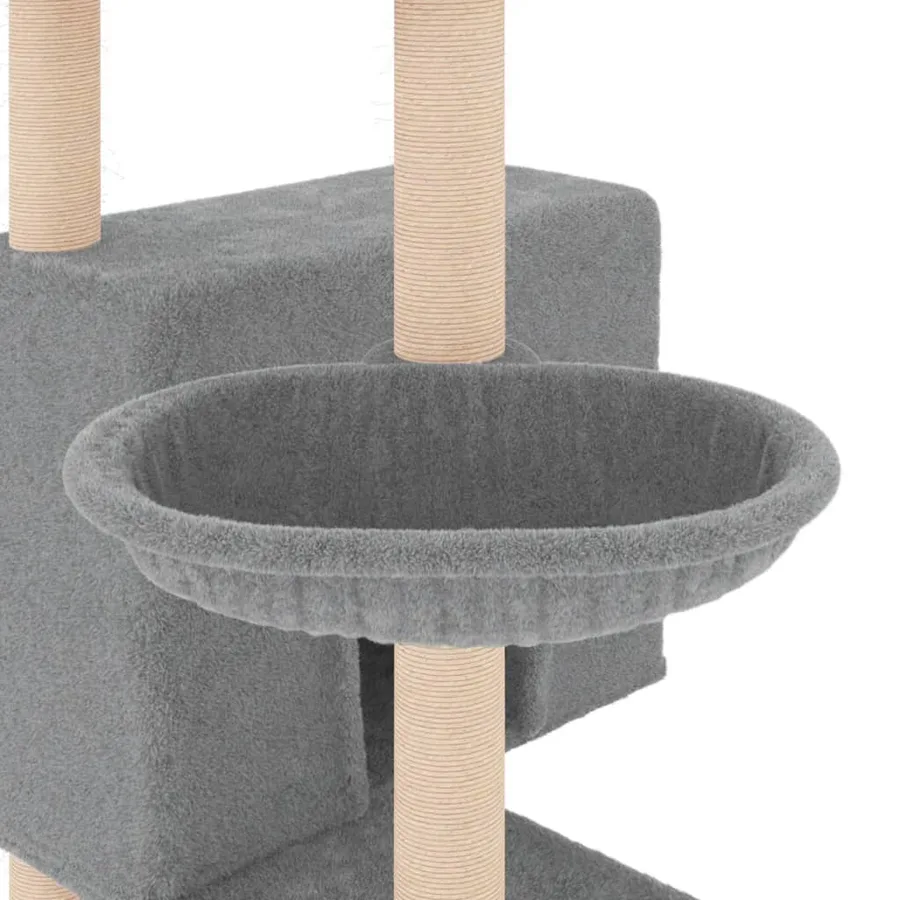 Arbre à chat avec griffoirs en sisal gris clair 143 cm - 7