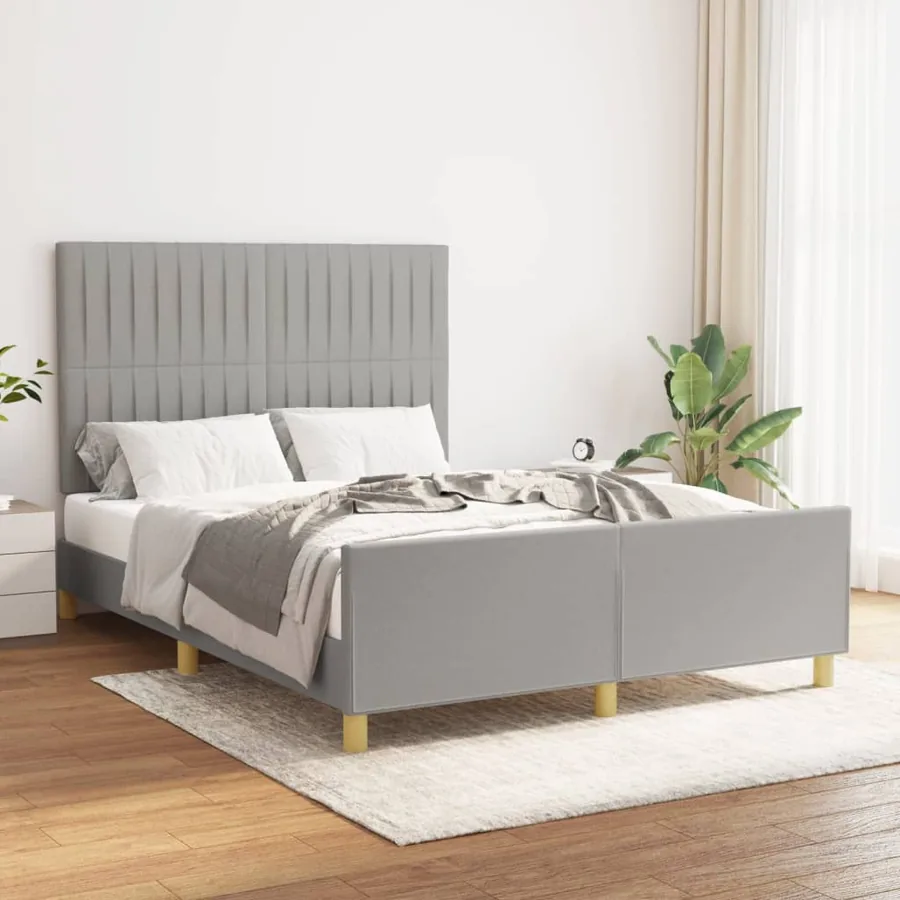Cadre de lit sans matelas gris clair 140x200 cm tissu