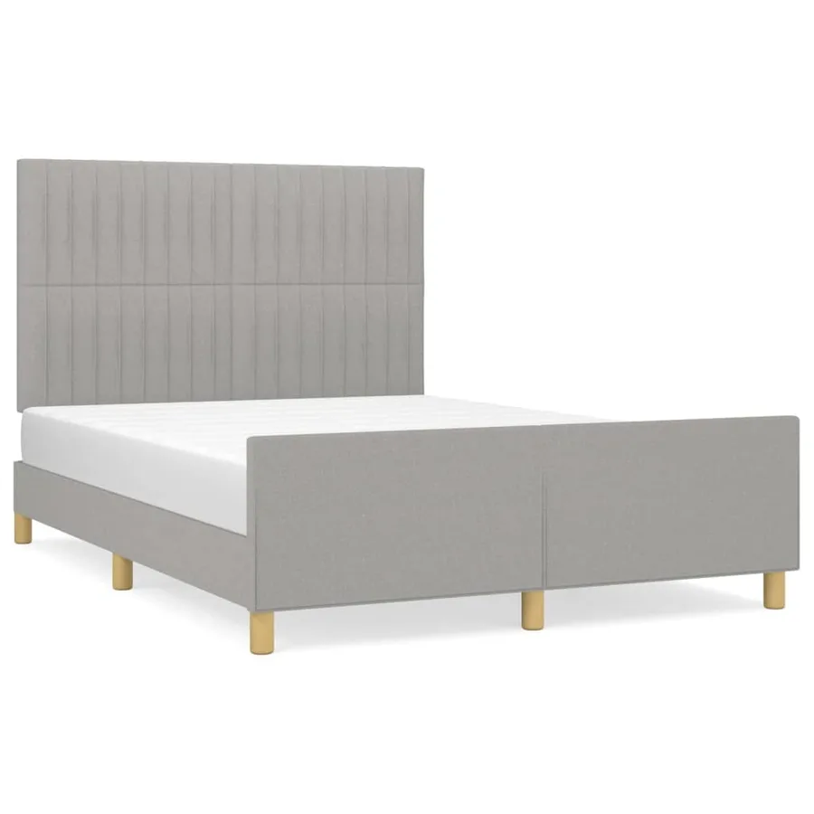 Cadre de lit sans matelas gris clair 140x200 cm tissu - 2