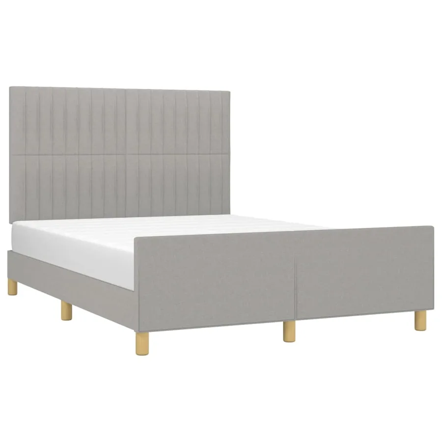 Cadre de lit sans matelas gris clair 140x200 cm tissu - 3
