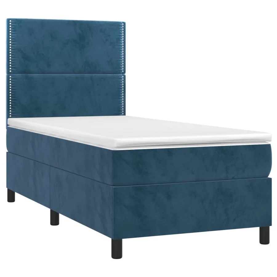 Sommier à lattes de lit avec matelas et LED Bleu foncé 80x200cm - 3