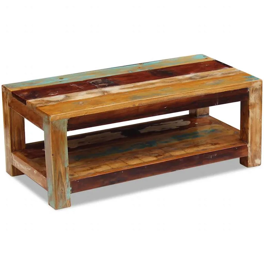 Table basse Bois de récupération massif 90x45x35 cm - 4