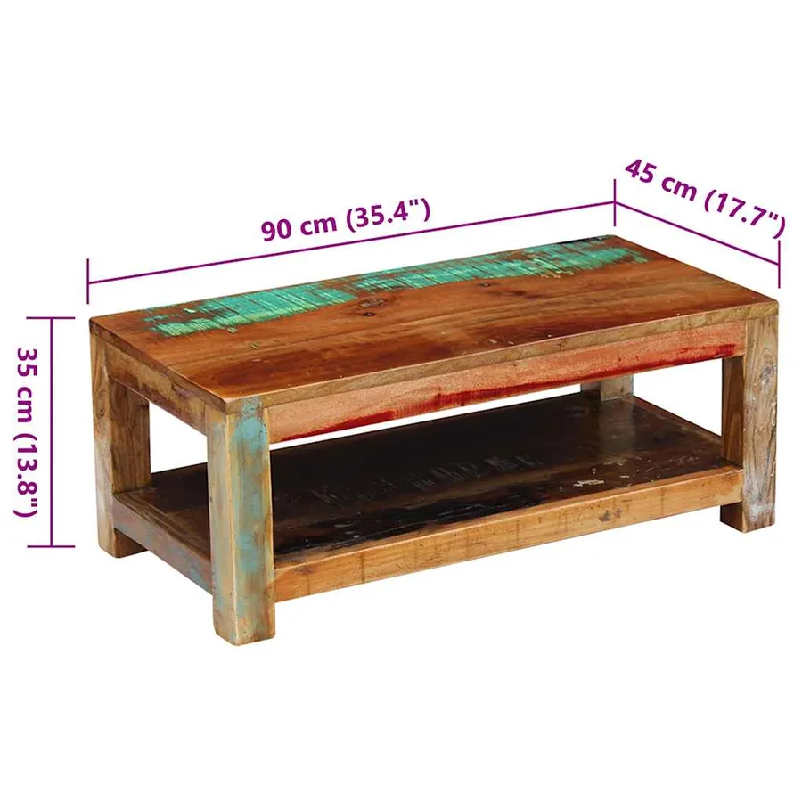 Table basse Bois de récupération massif 90x45x35 cm - 8