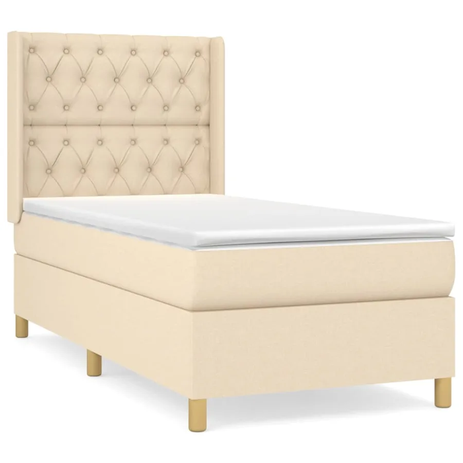 Sommier à lattes de lit avec matelas Crème 80x200 cm Tissu - 2