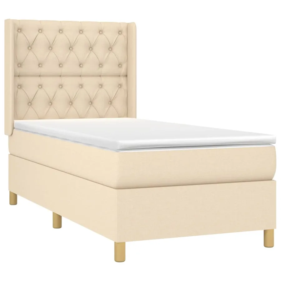 Sommier à lattes de lit avec matelas Crème 80x200 cm Tissu - 3