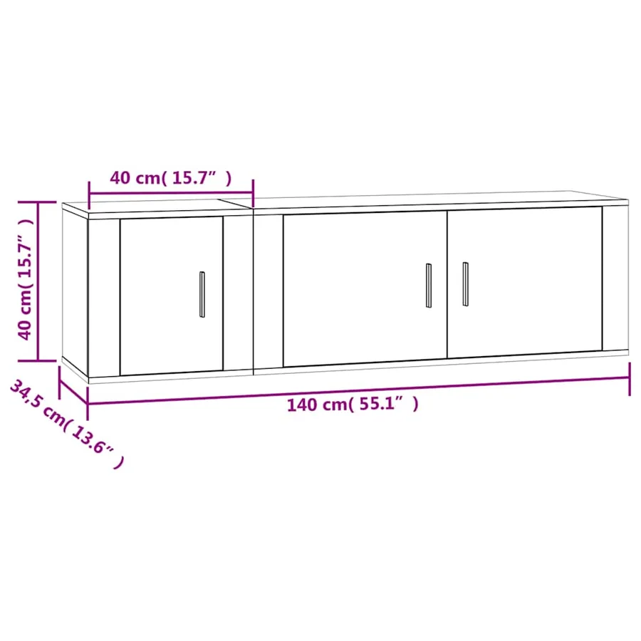 Ensemble de meubles TV 2 pcs gris béton bois d'ingénierie - 10
