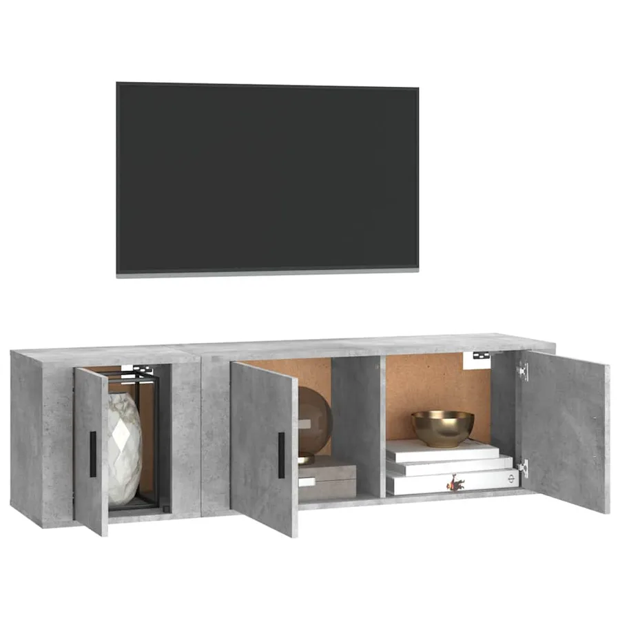 Ensemble de meubles TV 2 pcs gris béton bois d'ingénierie - 3